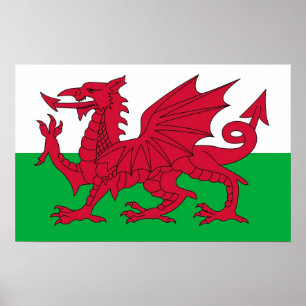 Poster mit Flagge von Wales