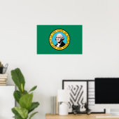 Poster mit Flagge von Washington, USA. (Heimbüro)