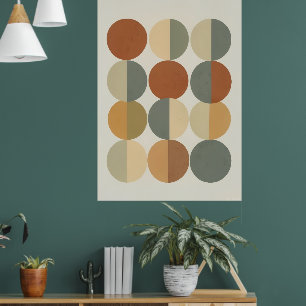 Poster mit geometrischen Kreisen im Mid-Century-Mo