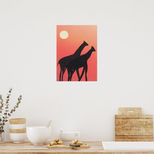 Poster mit Giraffen-Silhouetten (Küche)