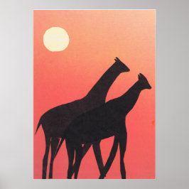 Poster mit Giraffen-Silhouetten