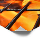 Poster mit Grillburgern und Flammen (Ecke)
