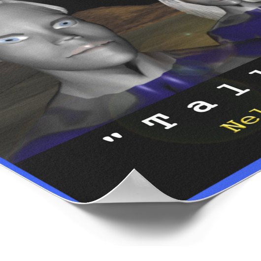 Poster mit großen weißen Außerirdischen (Ecke)