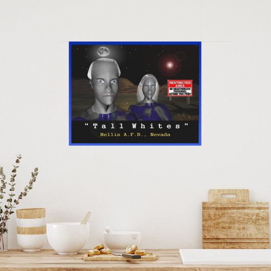 Poster mit großen weißen Außerirdischen (Küche)