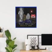 Poster mit großen weißen Außerirdischen (Heimbüro)