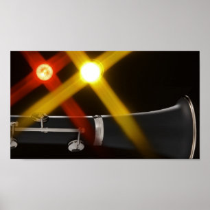 Poster mit Klarinette und Bühne-Leuchten