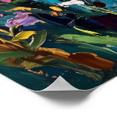 Poster mit Landschaft des Bergdorfes und Wildblume (Ecke)