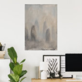 Poster mit nebelgrauen abstrakten Figuren (Heimbüro)