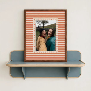 Poster mit orangem Herzrand - individuelles Bildge