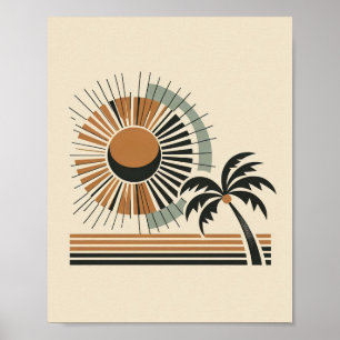 Poster mit Palme im Stil der Mitte des 20. Jahrhun