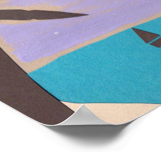 Poster mit Palmen und türkisfarbenem Meer (Ecke)