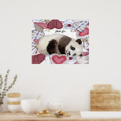 Poster mit Panda-Ruhepause, Herzrahmen (Küche)