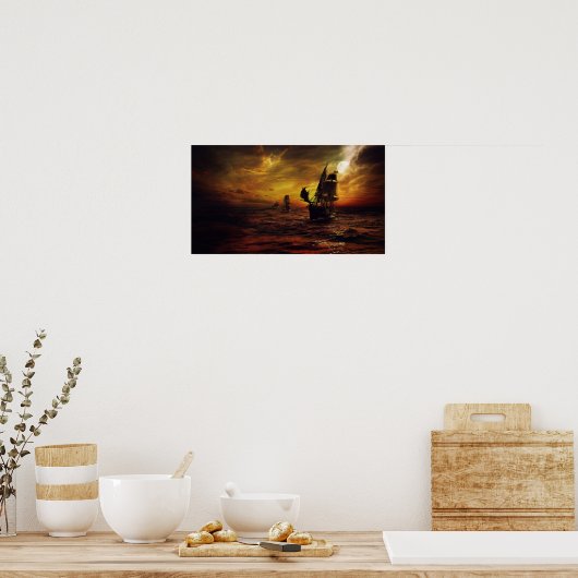 Poster mit Piratenschiff (Küche)