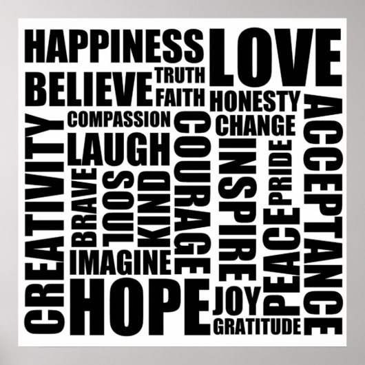 Poster mit positiven Worten (Vorne)