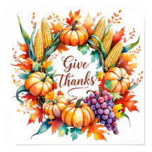 Poster mit Pumpkin und Maiskranz