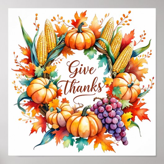 Poster mit Pumpkin und Maiskranz (Vorne)