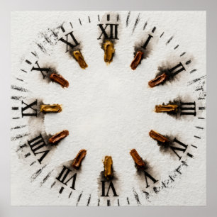 Poster mit römischen Ziffern für eine Vintage-Uhr
