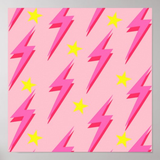 Poster mit rosa Blitzmuster für kühne Wanddekorati (Vorne)