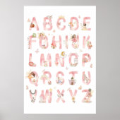 Poster mit rosa Feen-Alphabet ABC für Kinderzimmer (Vorne)
