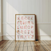 Poster mit rosa Feen-Alphabet ABC für Kinderzimmer