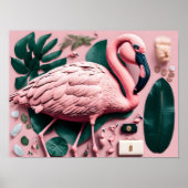 Poster mit rosa Flamingo (Vorne)