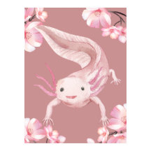 Poster mit rosa floralem Axolotl