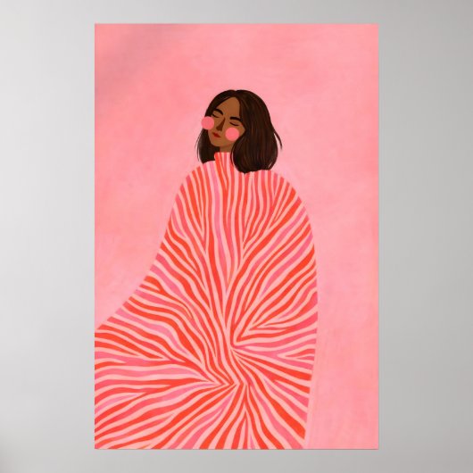 Poster mit rosa gestreifter Frau, moderne Weiblich (Vorne)