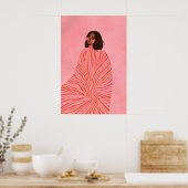 Poster mit rosa gestreifter Frau, moderne Weiblich (Küche)