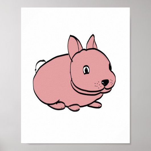 Poster mit rosa Kaninchen (Vorne)
