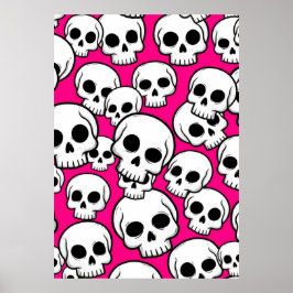 Poster mit rosa Totenkopfmuster