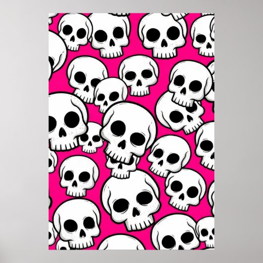 Poster mit rosa Totenkopfmuster (Vorne)