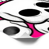 Poster mit rosa Totenkopfmuster Glänzend (Ecke)