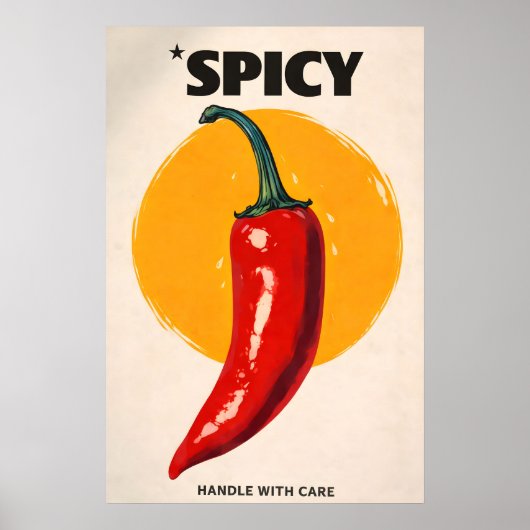 Poster mit scharfer Chili-Pfeffer, Retro-Küchenwan (Vorne)