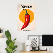 Poster mit scharfer Chili-Pfeffer, Retro-Küchenwan (Heimbüro)