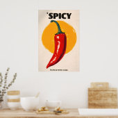 Poster mit scharfer Chili-Pfeffer, Retro-Küchenwan (Küche)