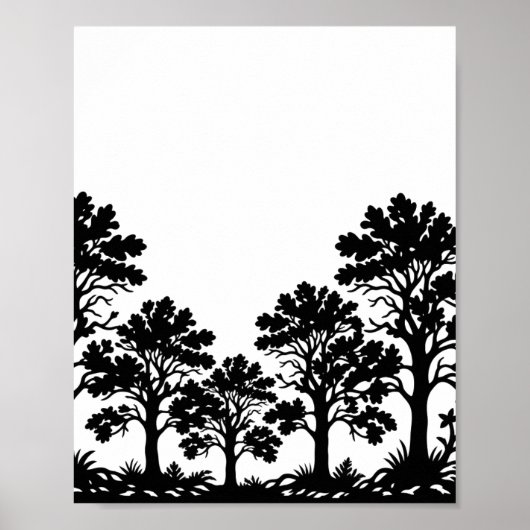 Poster mit schwarzen Baum-Silhouetten (Vorne)