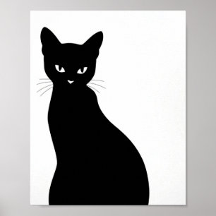 Poster mit schwarzer Katzen-Silhouette als Wandkun