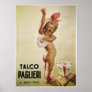 Poster mit süßem Baby auf Vintage-Werbeplakat