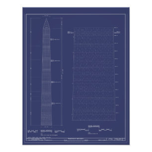 Poster mit Vintage-Blueprints des Washington Monum