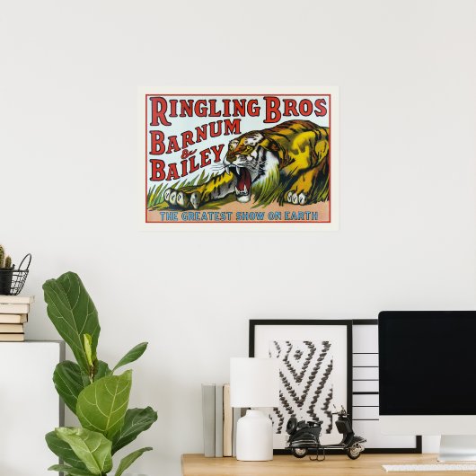 Poster mit Vintagem Circus Tiger Print (Heimbüro)