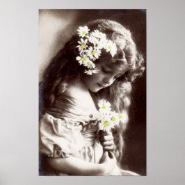 Poster mit Vintagem Foto eines jungen Mädchens