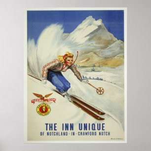 Poster mit Vintagem Skidrucken