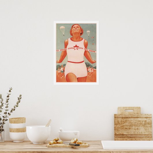 Poster mit Vintager sowjetischer Gewerkschaft Prop (Küche)