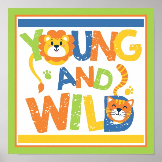 Poster mit wildem Löwen und Tiger (Vorne)