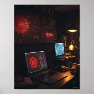 Poster mitternächtlicher Cyber-Spannung in einem S