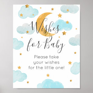 Póster Moon & Stars Wünsche für das Baby-Zeichen Poster