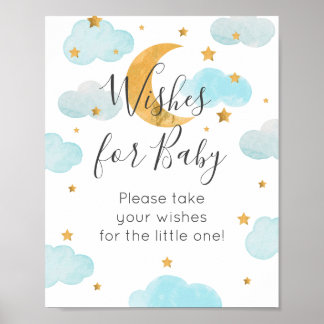 Póster Moon & Stars Wünsche für das Baby-Zeichen Poster