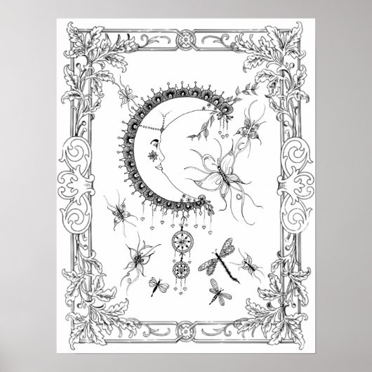 Poster "MrsDees Fly Me to the Moon Art" färben (Vorne)