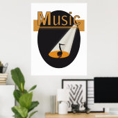 Poster - Muzieknoot in spotlight design Music (Heimbüro)