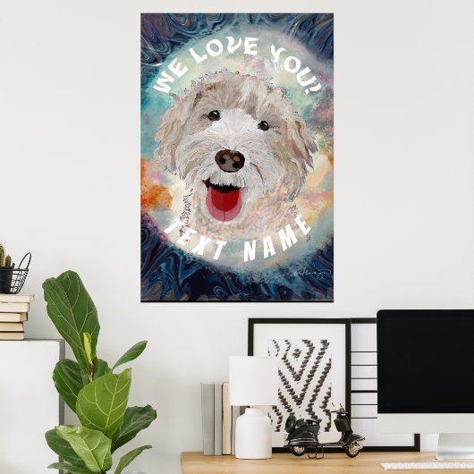 Poster Niedlich Labradoodle Dog & Text (Heimbüro)